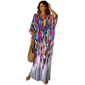 Winlar Women's Multicolor Abstract Kaftan Maxi Cover Up One Size NWT